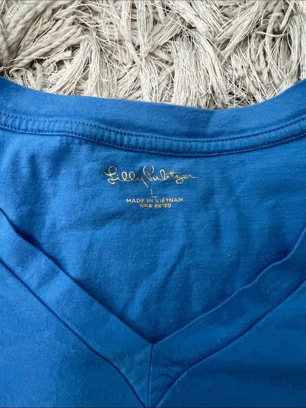 Lilly Pulitzer Royal Blue Puff Sleeve V-Neck Tee - Picture 2 of 5